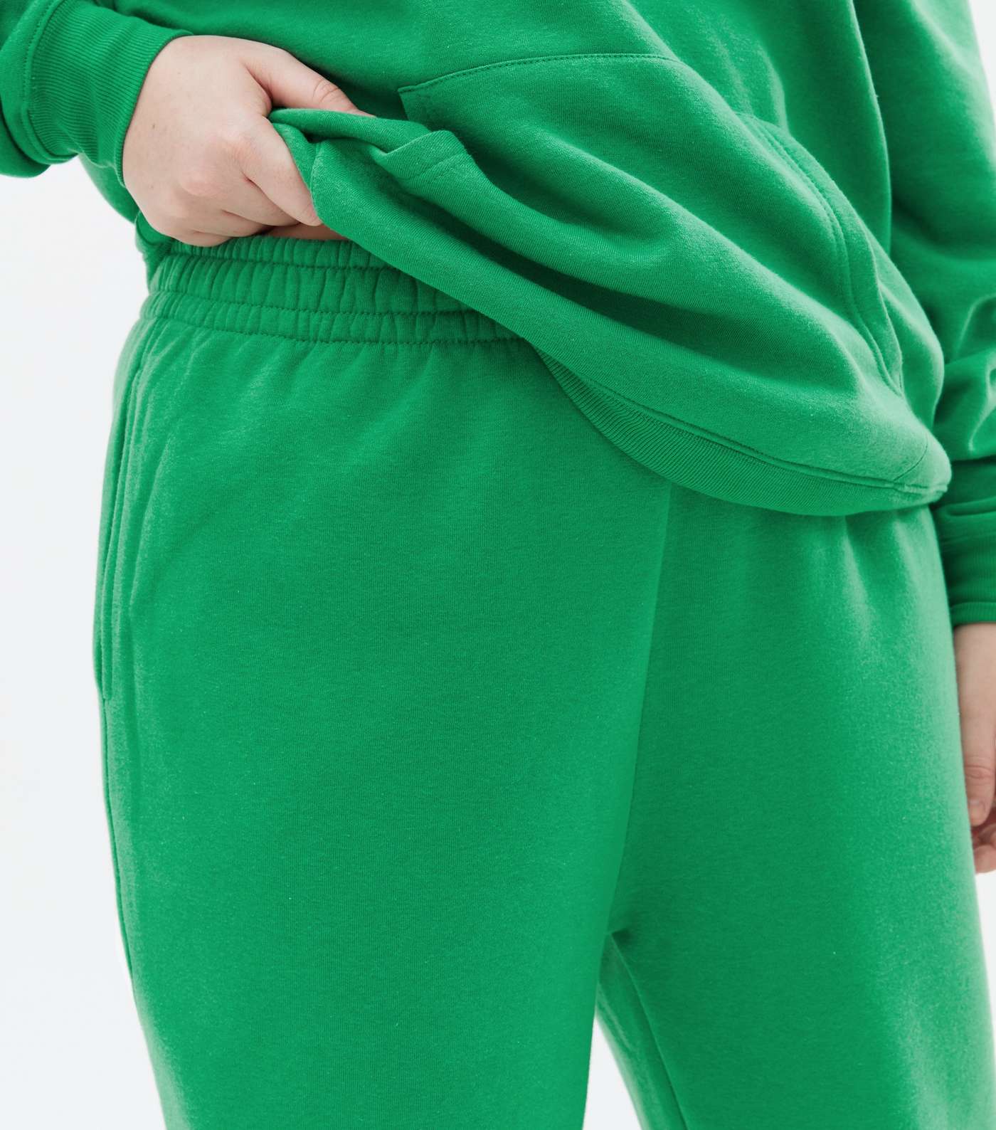Curves Green Jersey Cuffed Joggers Image 3
