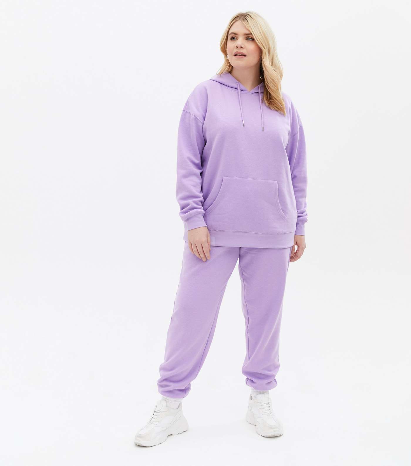 Curves Lilac Jersey Cuffed Joggers