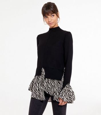 black fine knit top