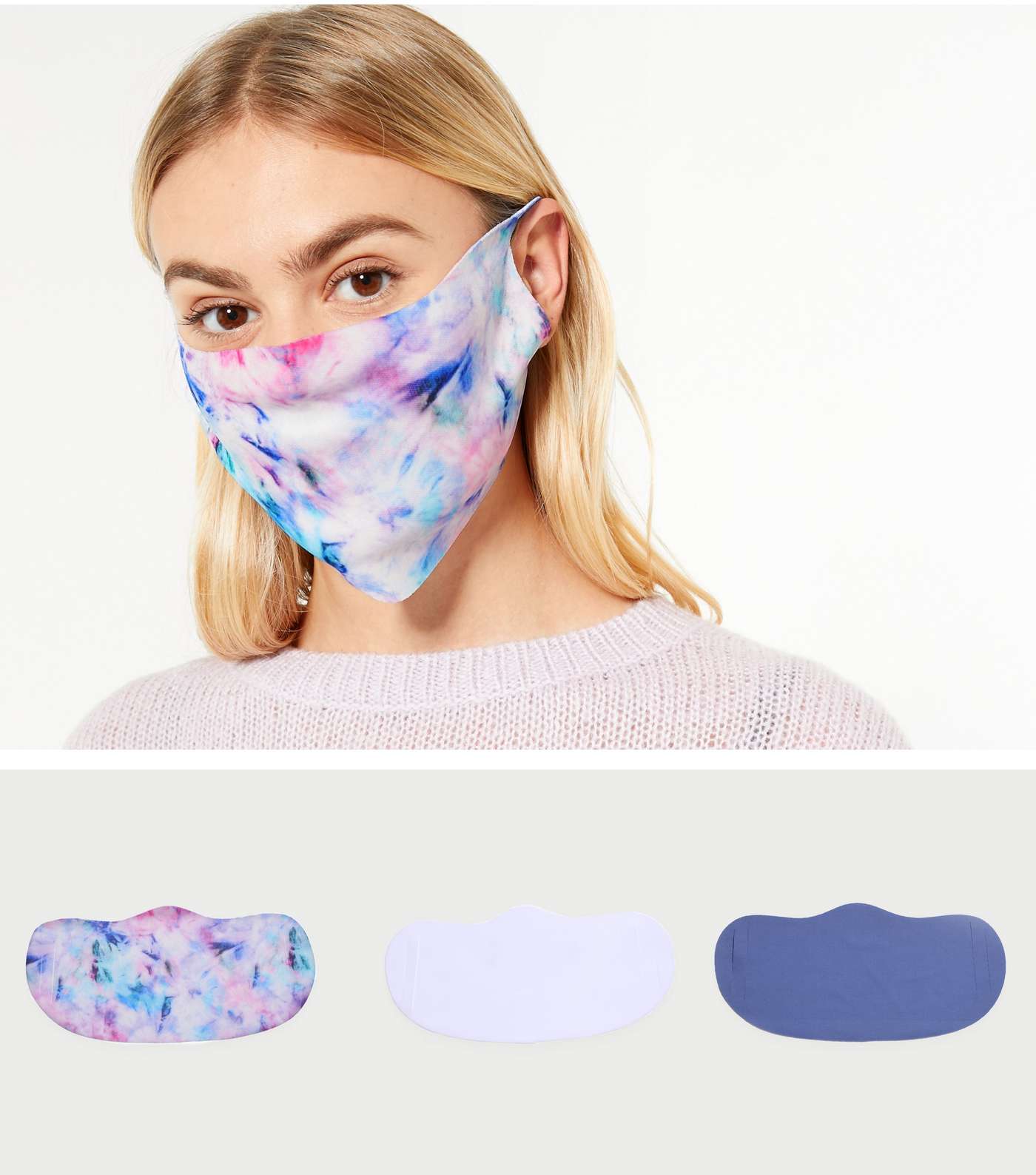3 Pack Multicoloured Tie Dye Reusable Face Coverings