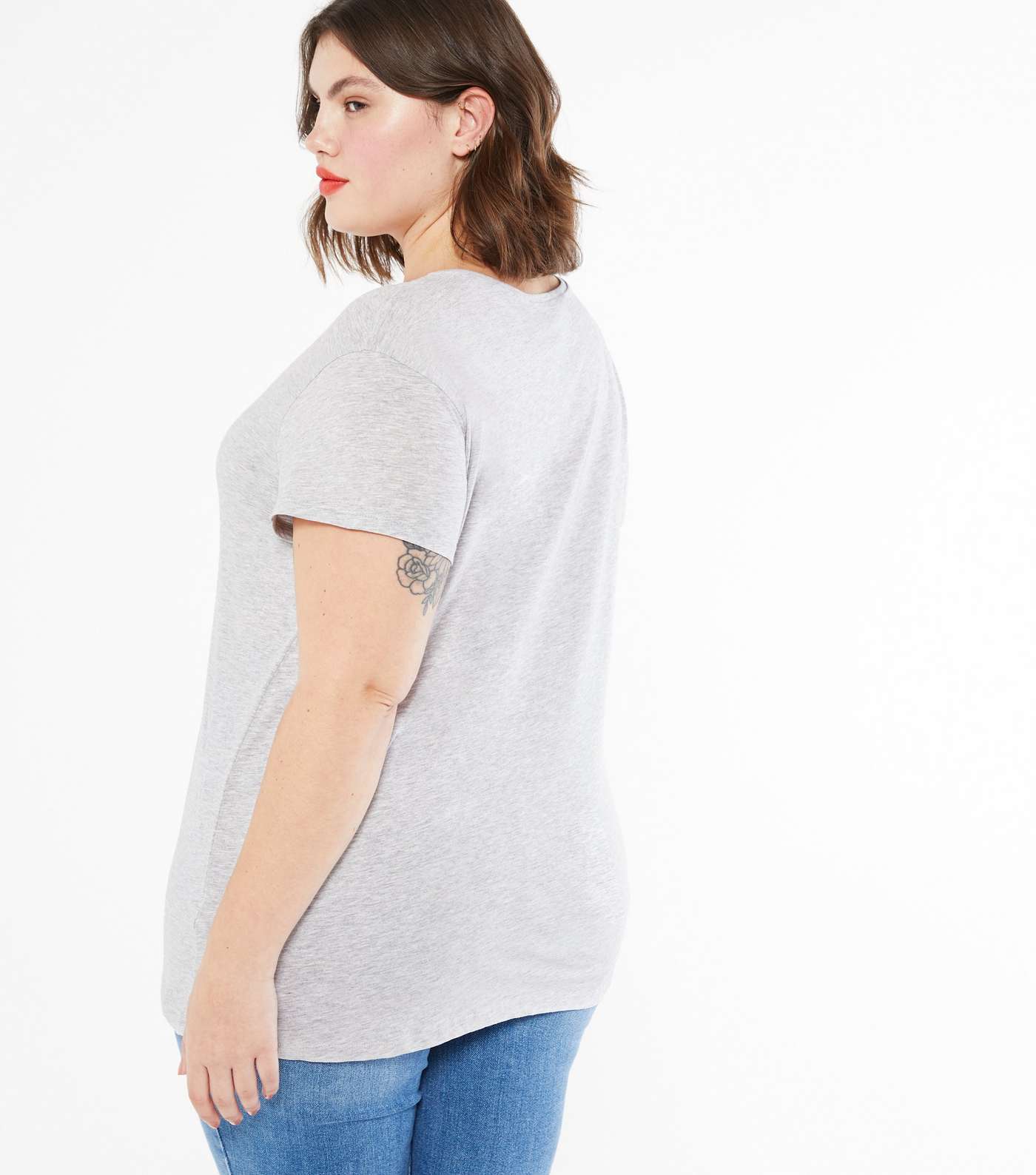 Curves Grey Plain T-Shirt Image 3