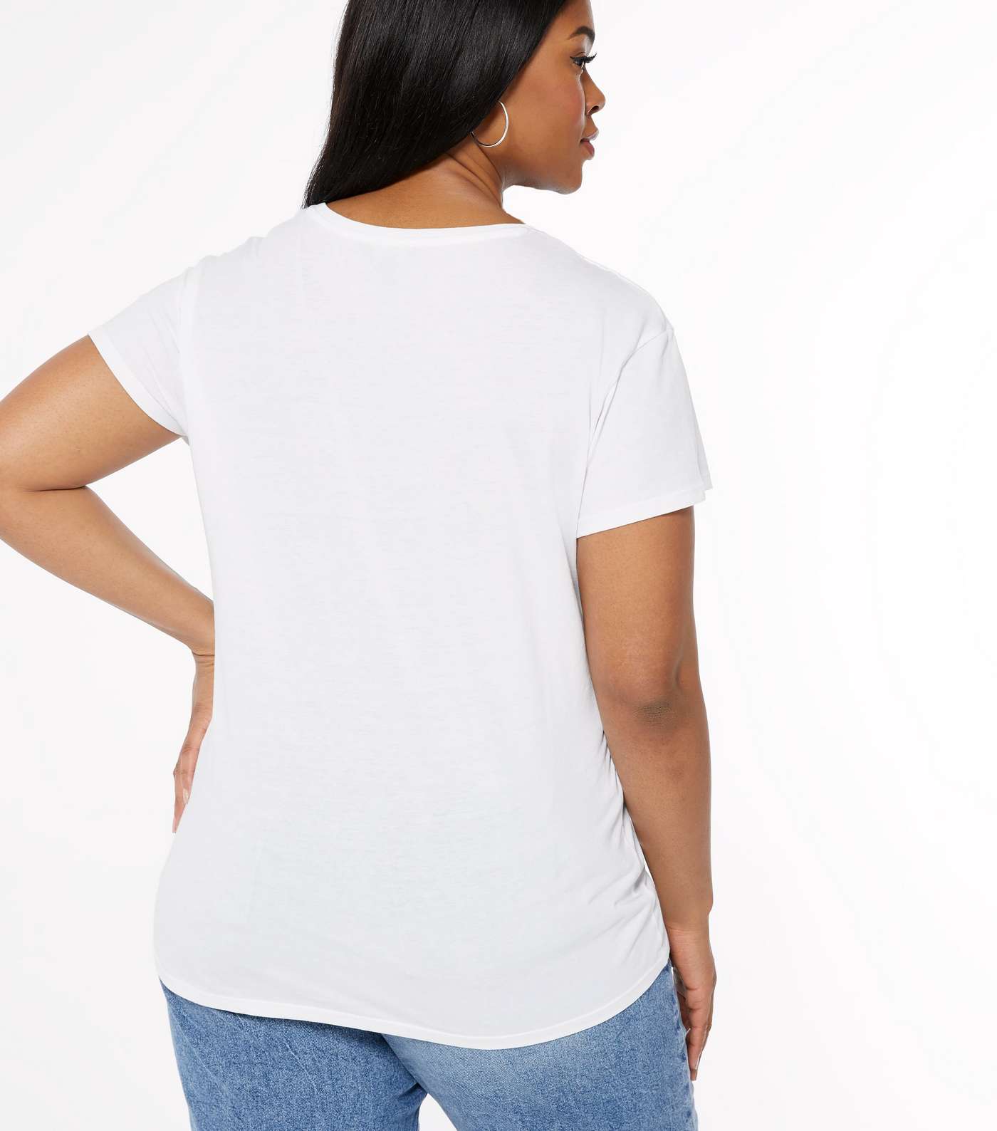 Curves White Plain T-Shirt Image 3