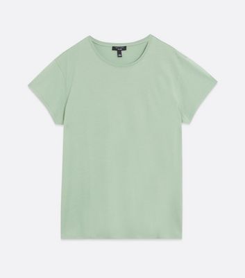 Curves Green Plain T-Shirt | New Look