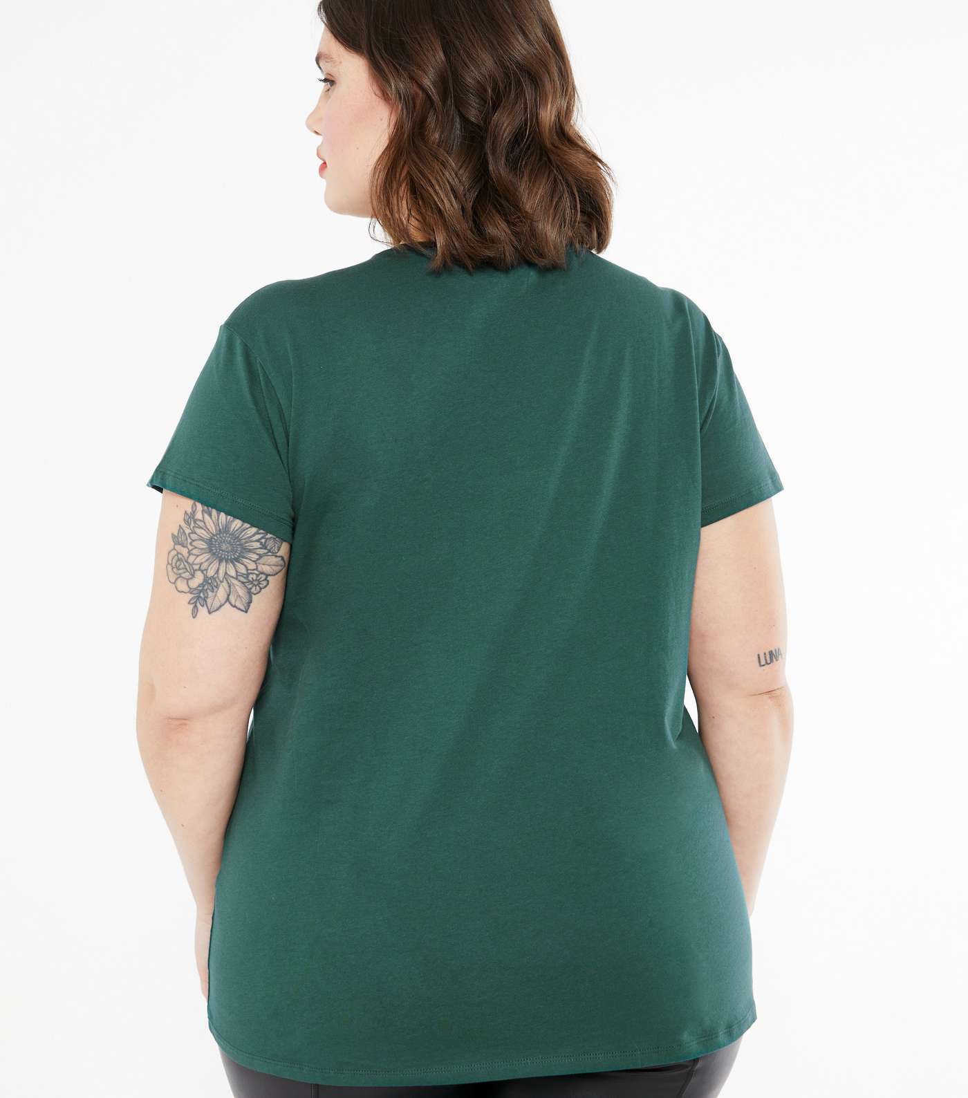 Curves Green Plain T-Shirt Image 3