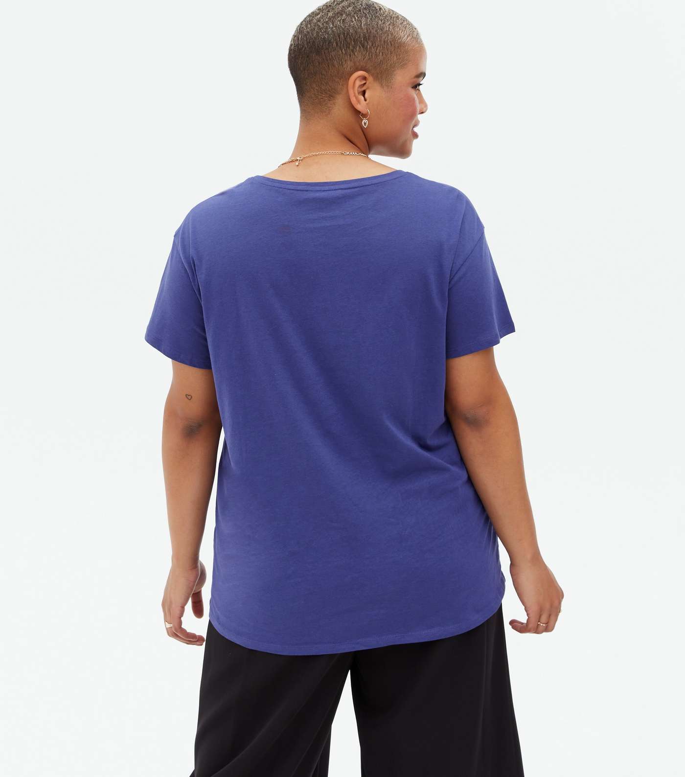 Curves Navy Plain T-Shirt Image 4
