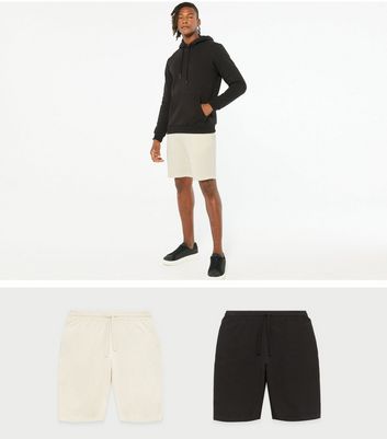 Image of 2 Pack Off White and Black Shorts New Look