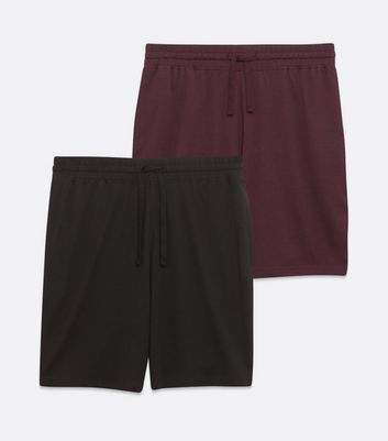 Image of 2 Pack Burgundy and Black Shorts New Look