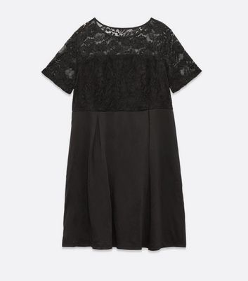 Image of Mela Curves Black Lace Mini Dress New Look