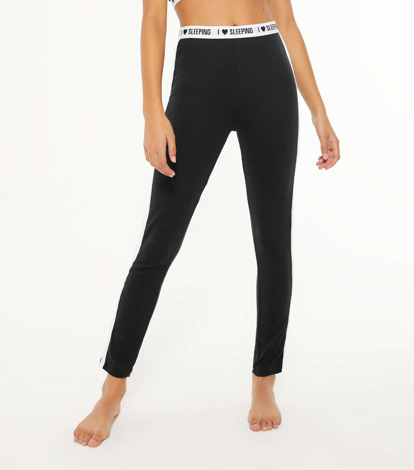 Girls Black Sleeping Slogan Bralette and Legging Pyjamas Image 3