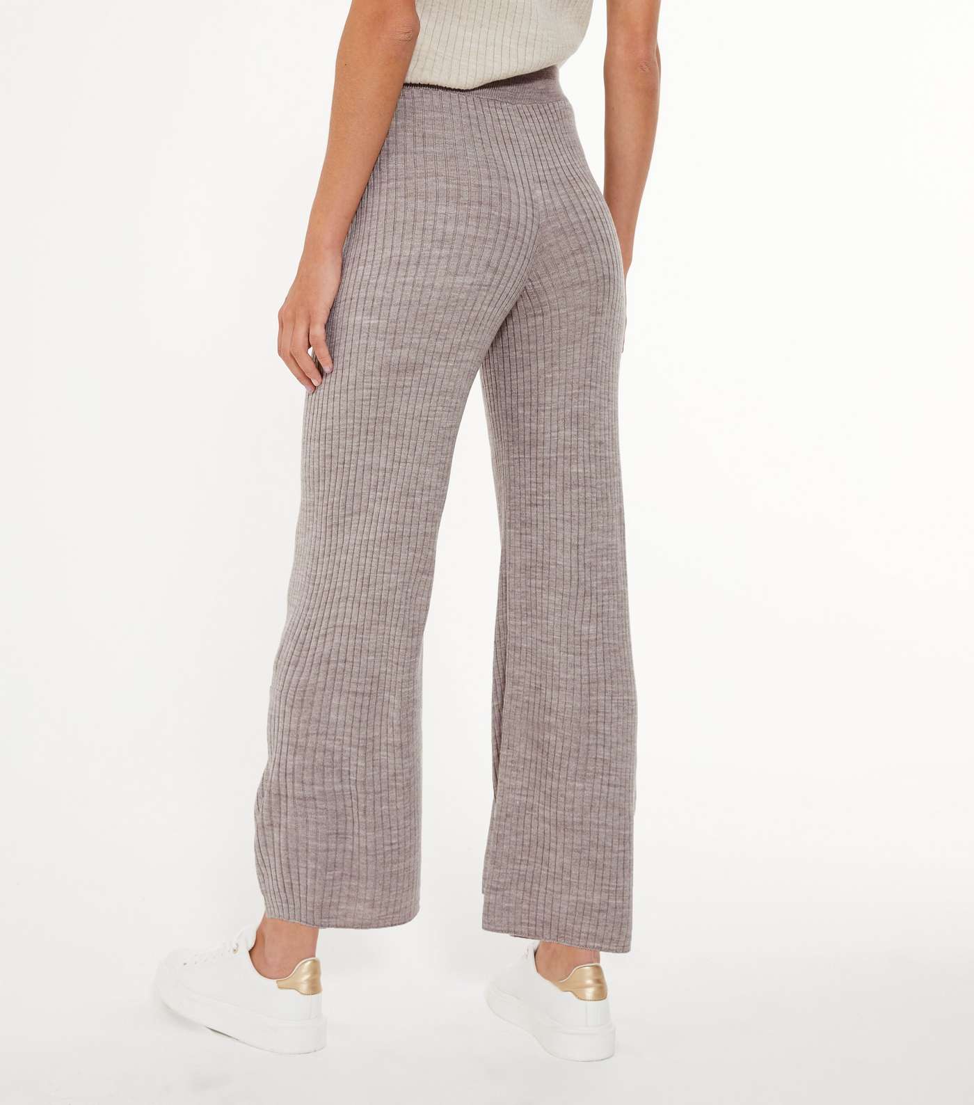 Petite Stone Wide Leg Ribbed Knit Trousers Image 3