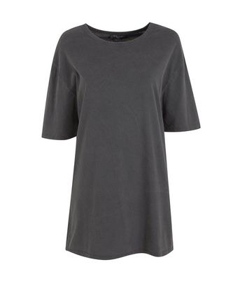Tall Dark Grey Acid Wash Oversized T 