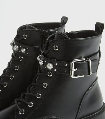 Black leather ankle clearance boots with studs