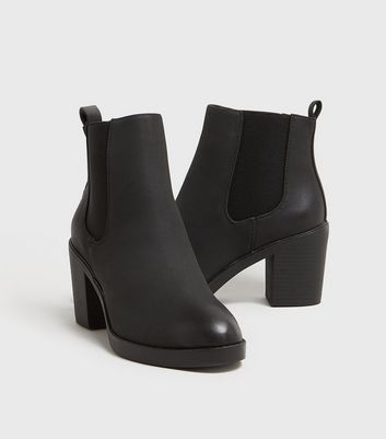 Wide Fit Black Elasticated Block Heel 