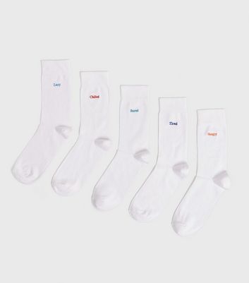 Image of 5 Pack Multicoloured Mood Slogan Socks New Look