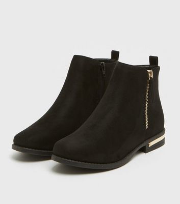 black suedette metal heel ankle boot