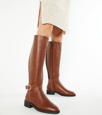 tan knee high boots new look