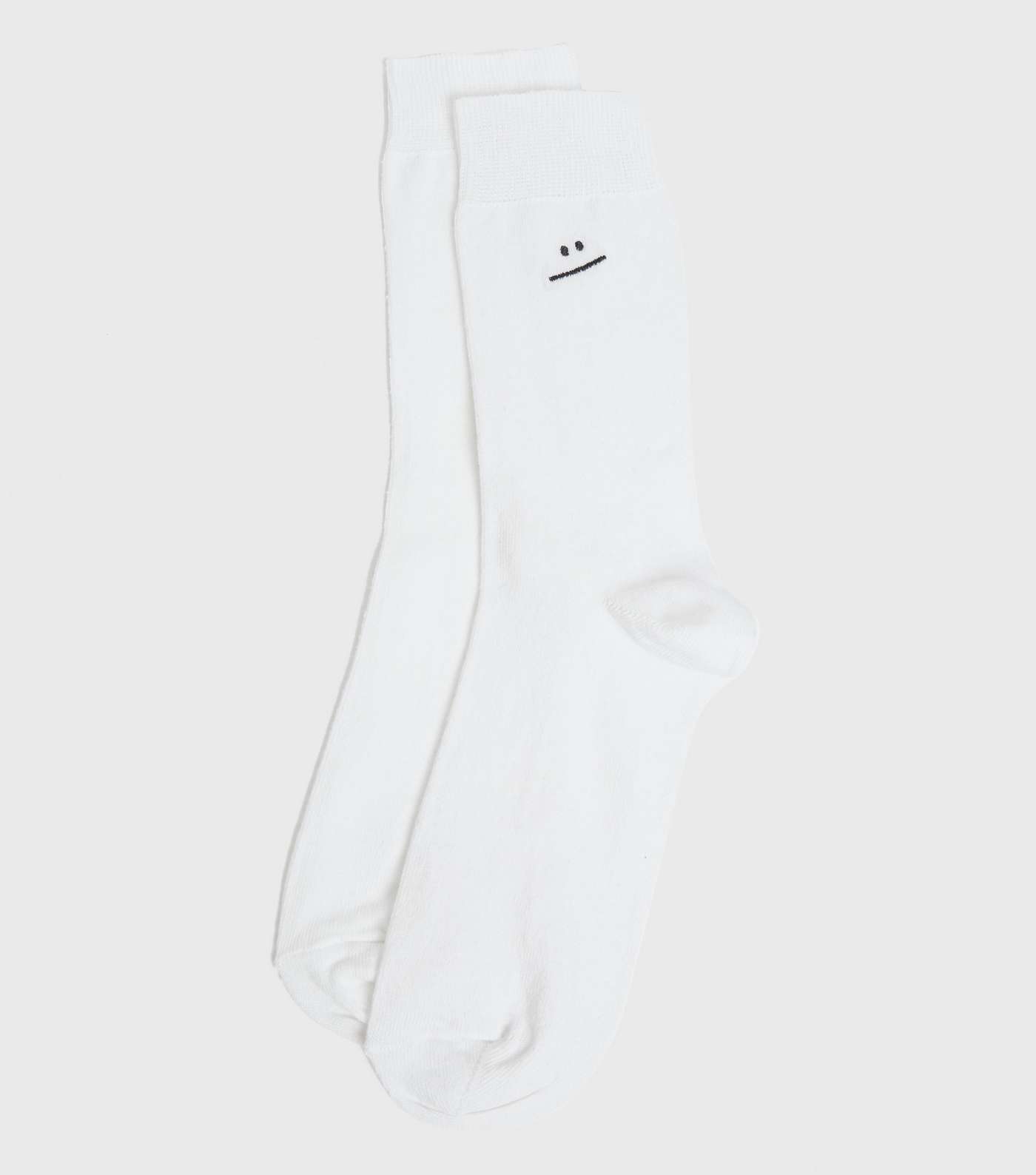 White Awkward Face Embroidered Socks