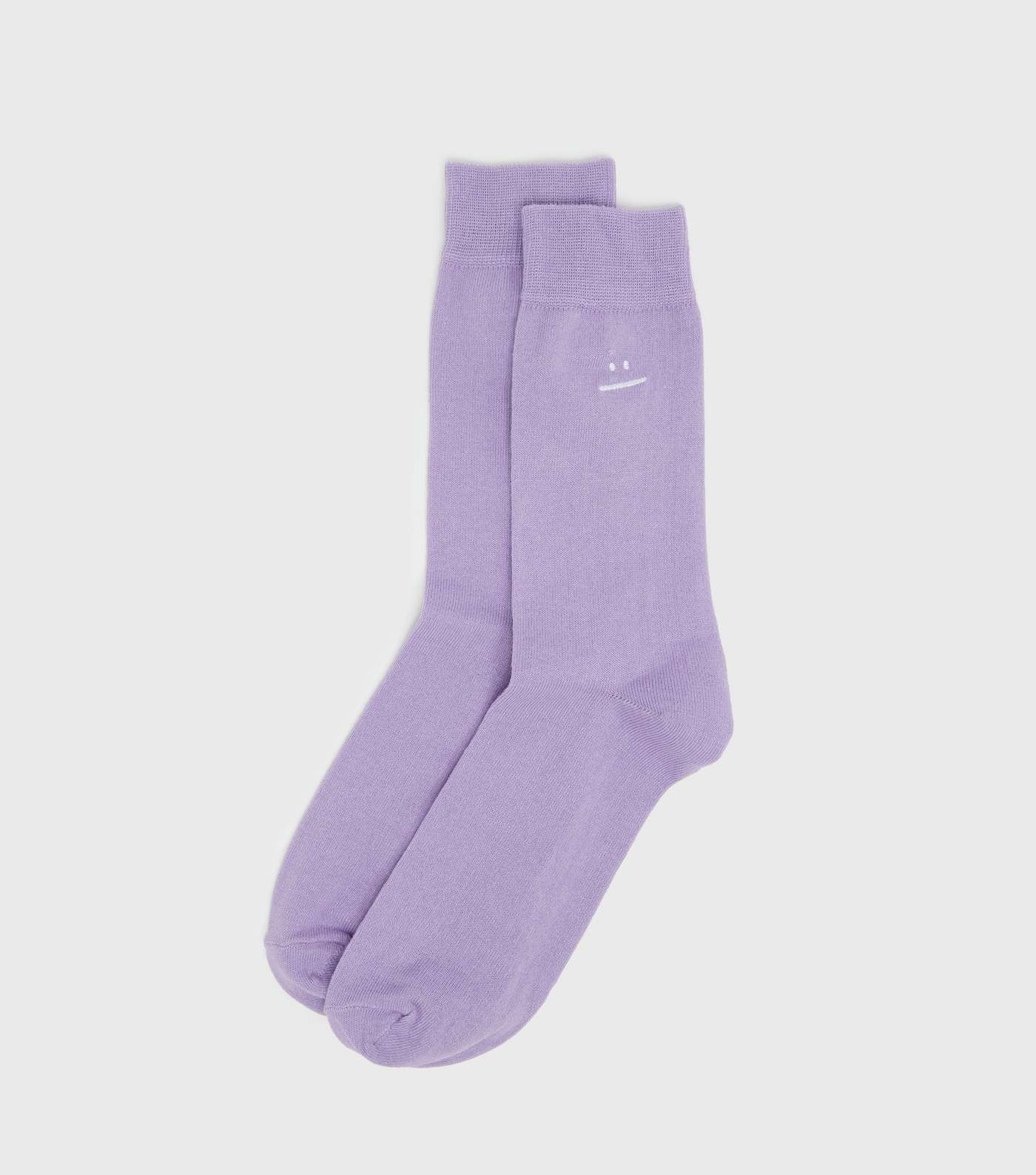 Lilac Awkward Face Embroidered Socks 