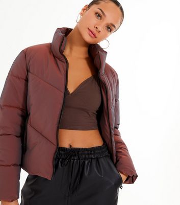 Burgundy 2 Tone Boxy Puffer Jacket 