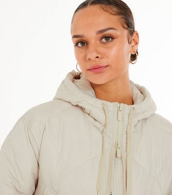 new look longline quilted puffer coat in cream