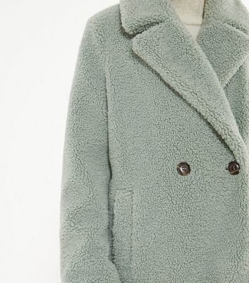 light green teddy long coat