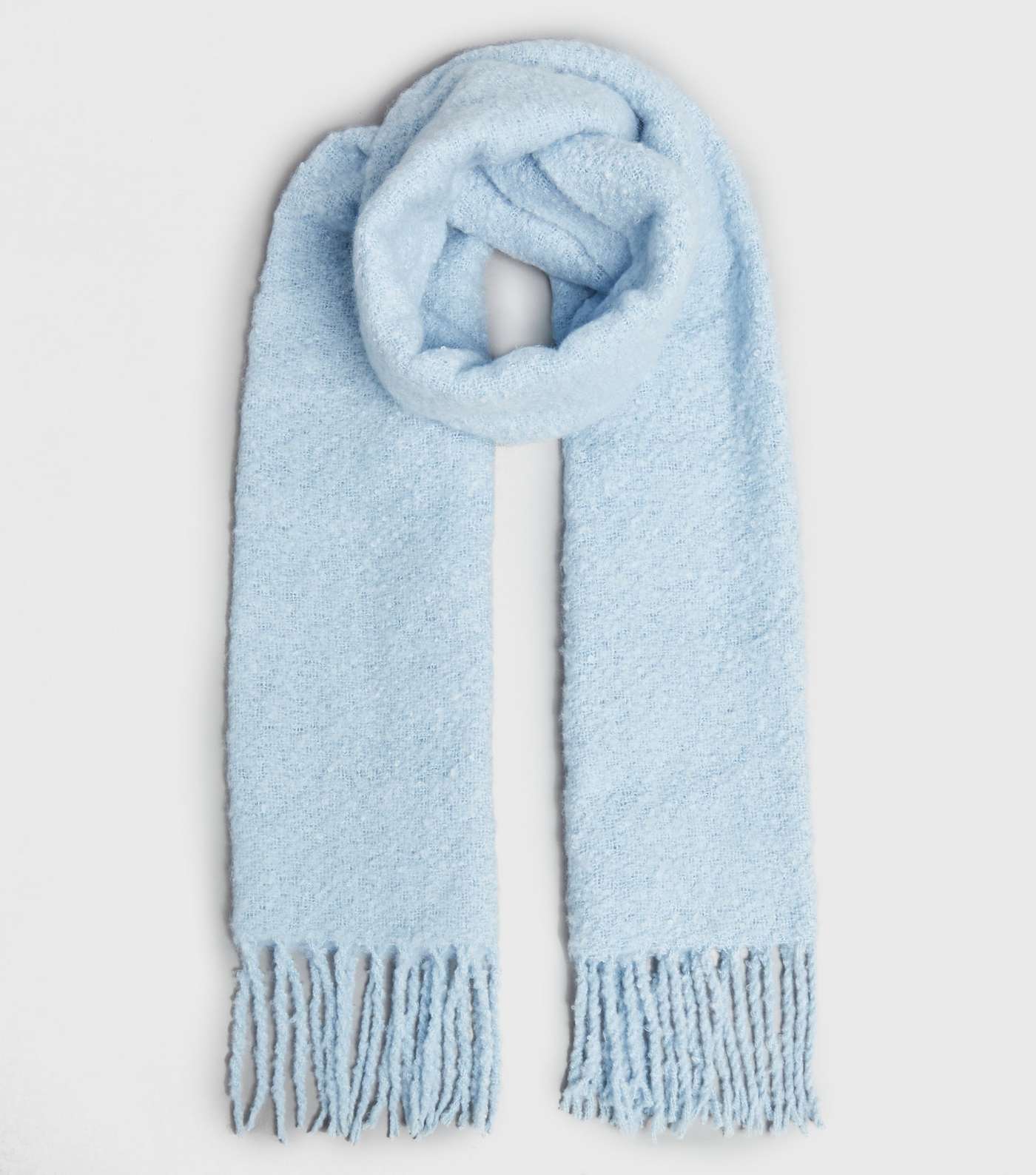 Blue Soft Knit Tassel Scarf 