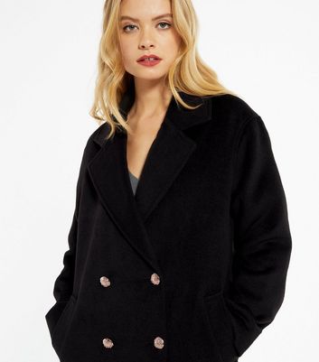 Black Double Breasted Oversized Coat 