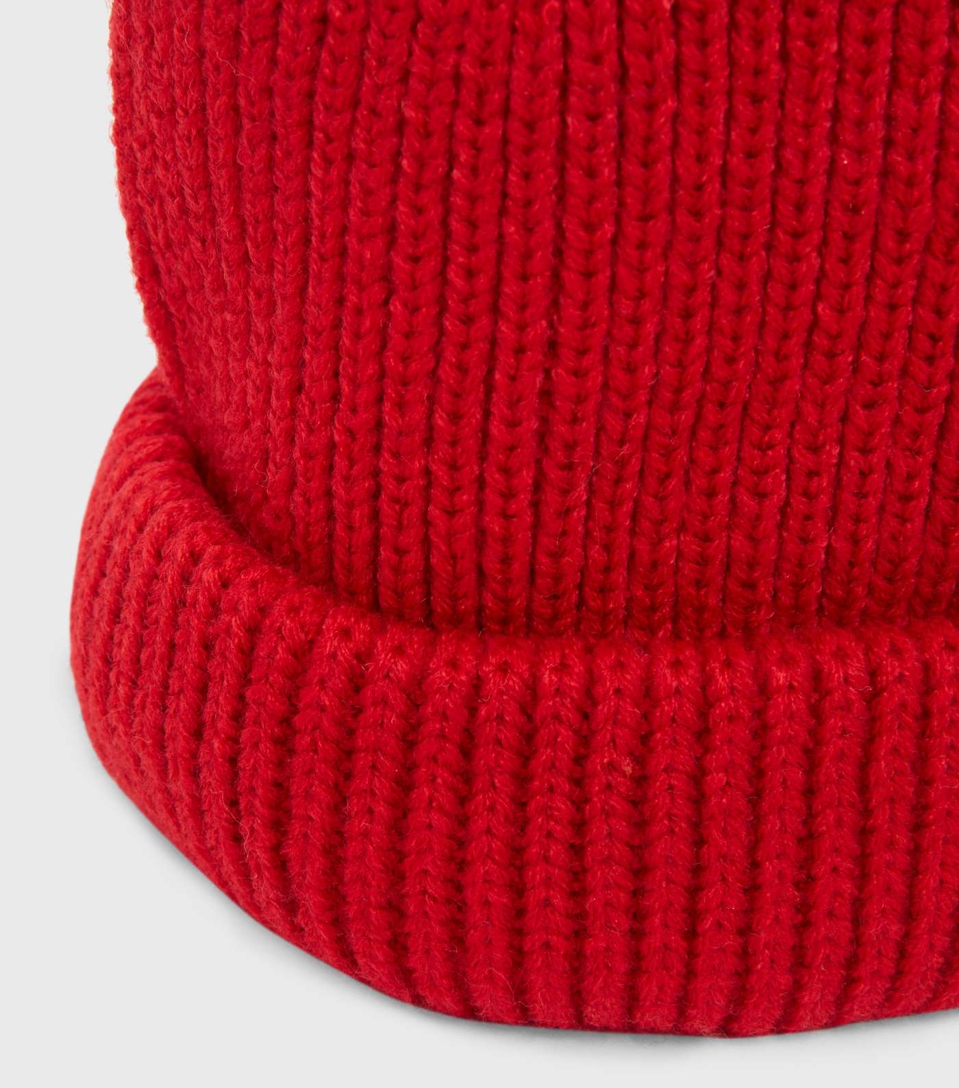 Girls Red Ribbed Knit Beanie  Image 2