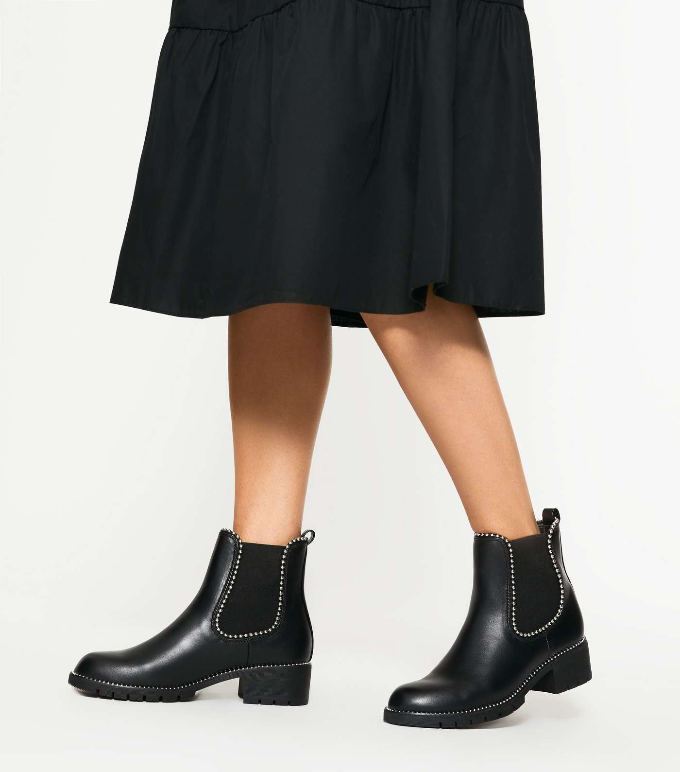 Black Stud Embellished Chelsea Boots
