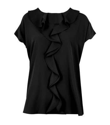 Black Ruffle Short Sleeve Blouse New Look