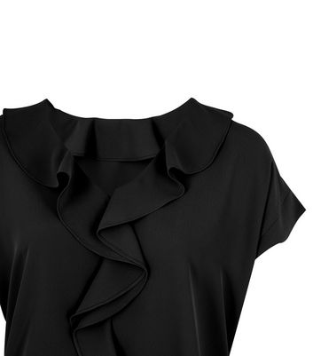 ladies black frilly blouse