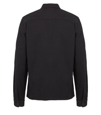 Image of Black Pocket Front Button Up Textured Shacket New Look