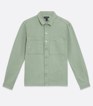 Image of Green Pocket Front Button Up Textured Shacket New Look