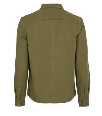 Image of Olive Pocket Front Button Up Textured Shacket New Look