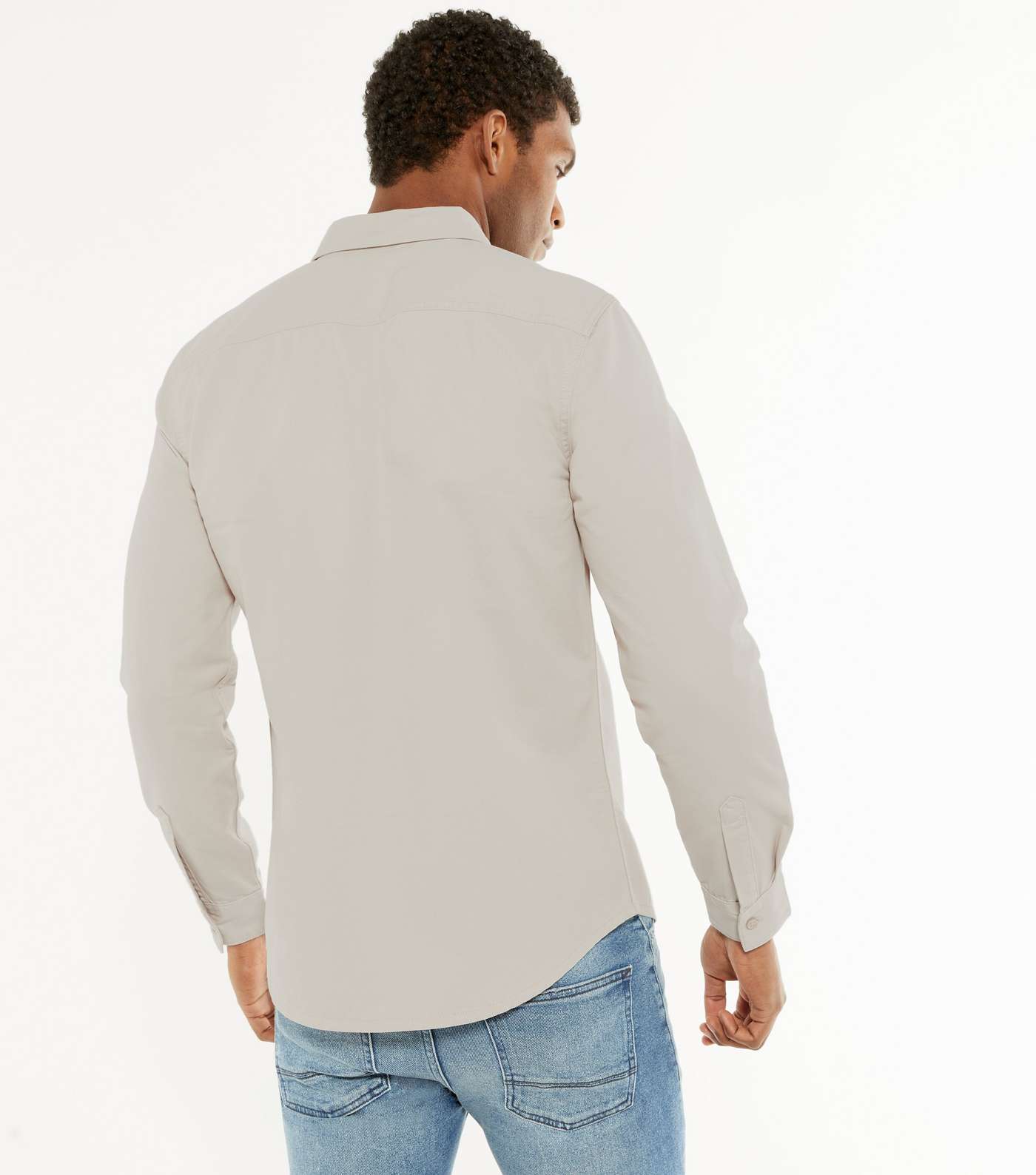Pale Grey Twill Collared Long Sleeve Shirt Image 4