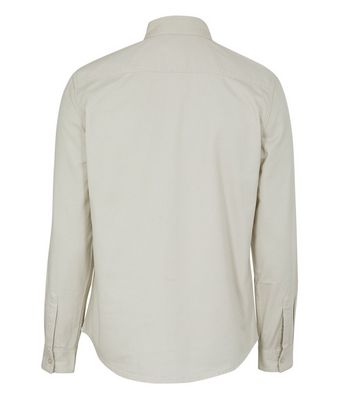 Image of Off White Twill Collared Long Sleeve Shirt New Look