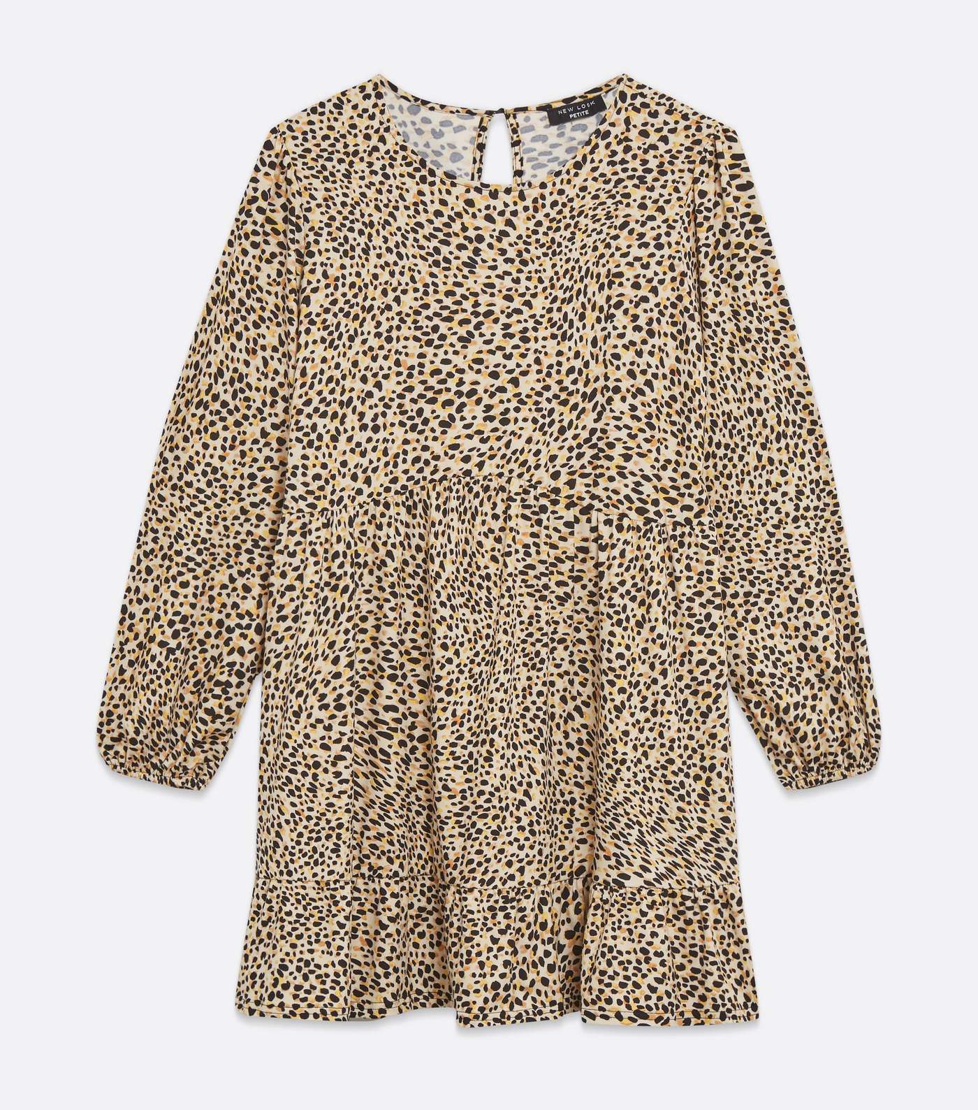 Petite Brown Leopard Print Tiered Smock Dress Image 5