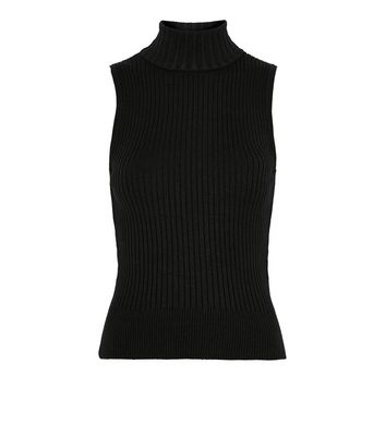 high neck sleeveless knit top