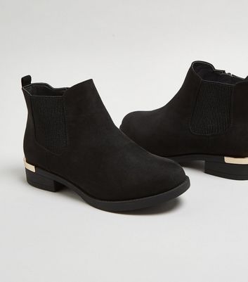 Image of Extra Wide Fit Black Suedette Chelsea Boots New Look Vegan