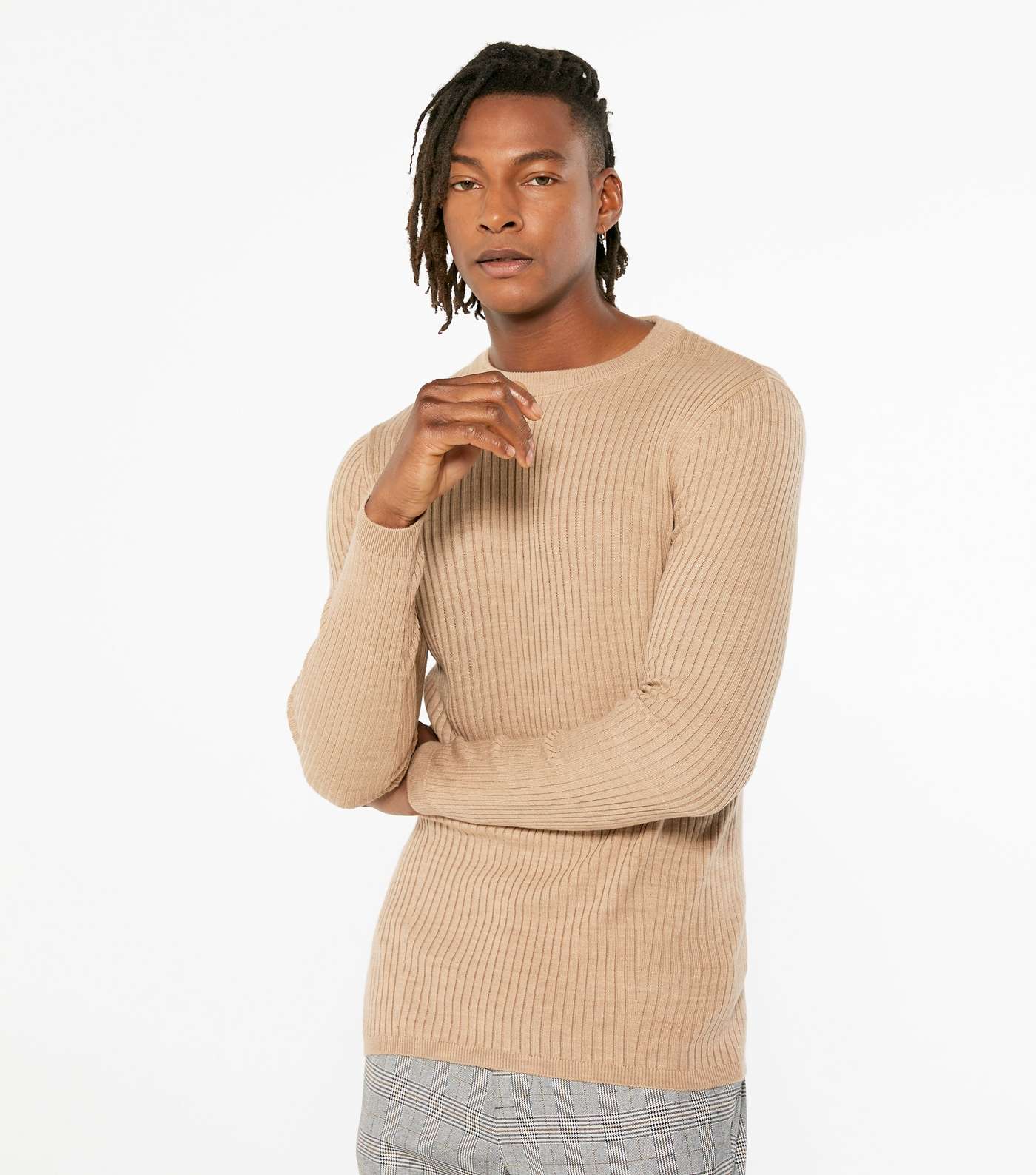 Camel Muscle Fit Crew Neck Jumper