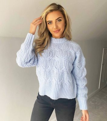 Pale blue shop cable knit jumper