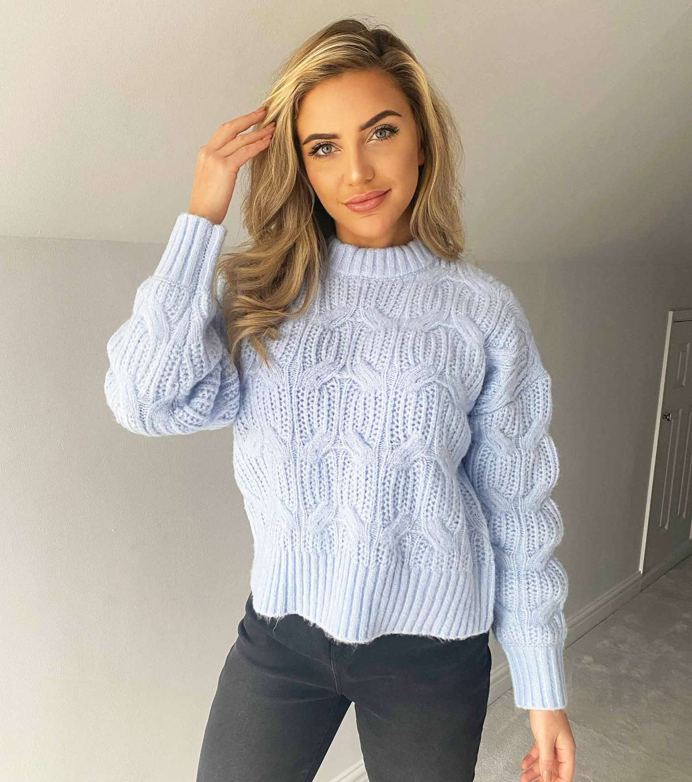Urban Bliss Pale Blue Cable Knit Jumper 