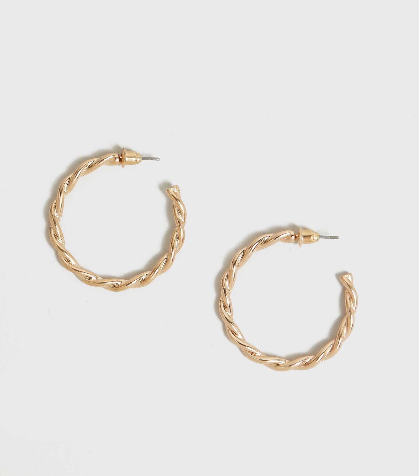 Gold Twisted Plait Hoop Earrings