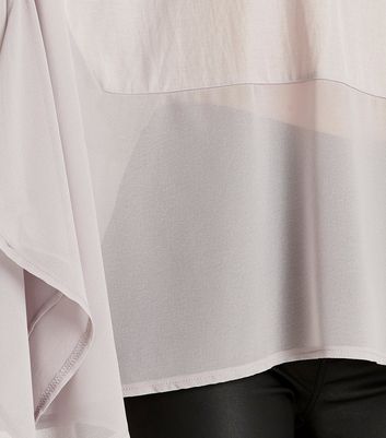 Image of Apricot Grey Chiffon Hanky Hem Top New Look