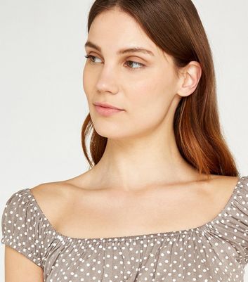 Image of Apricot Light Brown Spot Square Neck Top New Look