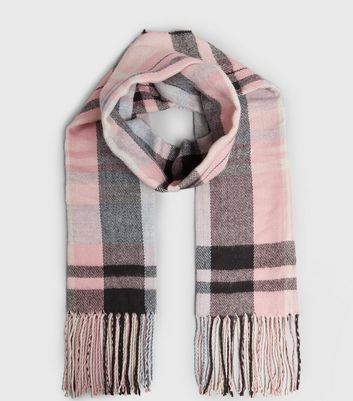 pink and grey check scarf