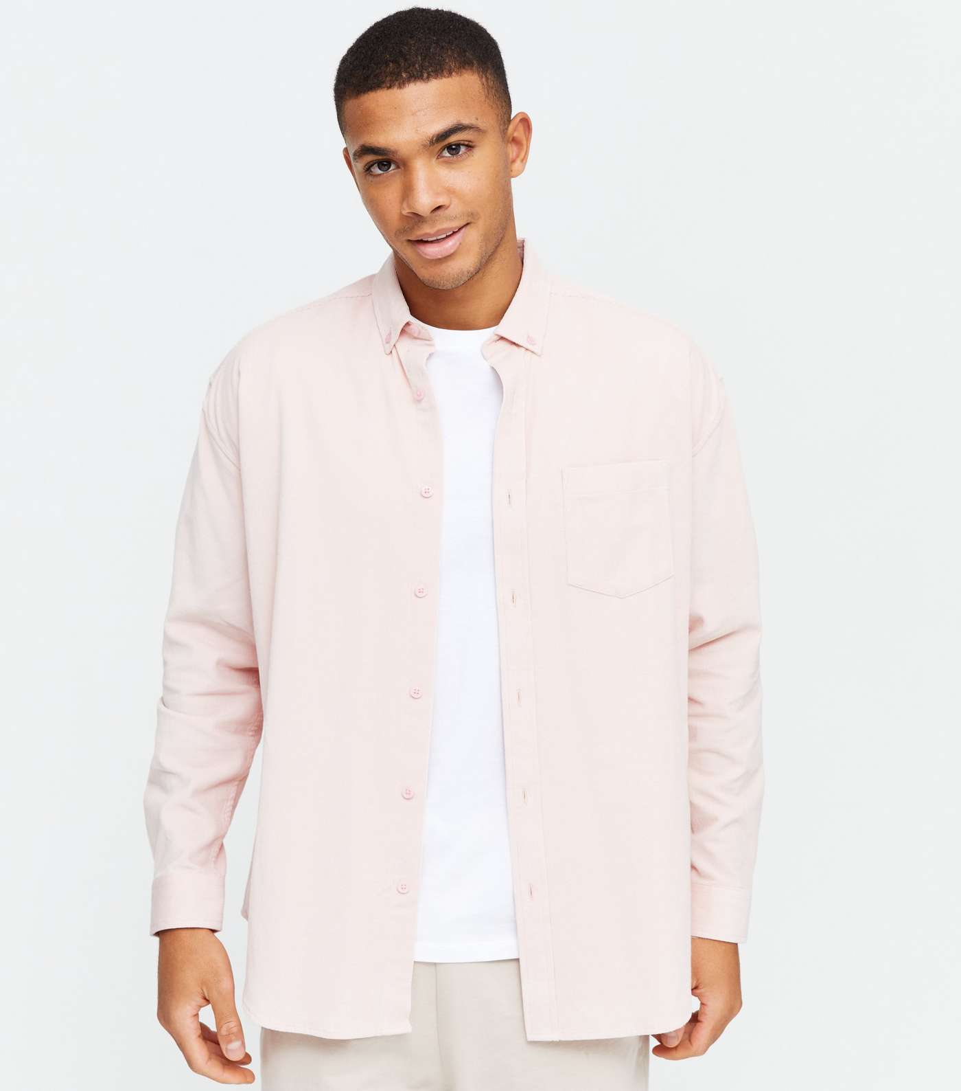 Pink Cord Long Sleeve Oversized Shirt