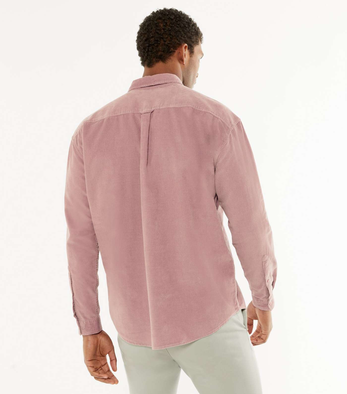 Pale Pink Cord Long Sleeve Oversized Shirt Image 4