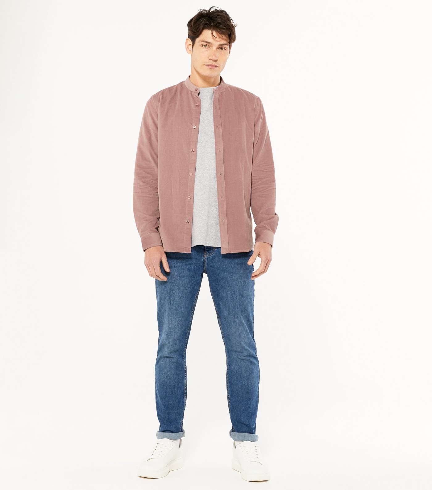 Pale Pink Grandad Collar Long Sleeve Shirt Image 2