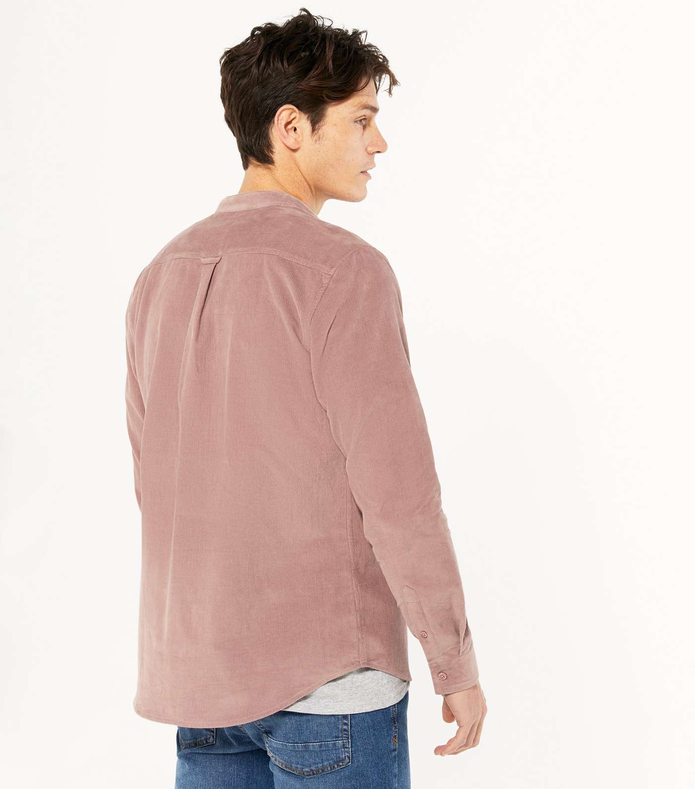 Pale Pink Grandad Collar Long Sleeve Shirt Image 4